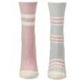 thumbnail image 2 of MeMoi 2 Pair Women's Ribbed Stripe Buttersoft Crew Socks - Womens - Female, 9-11, Alloy, 2 of 4