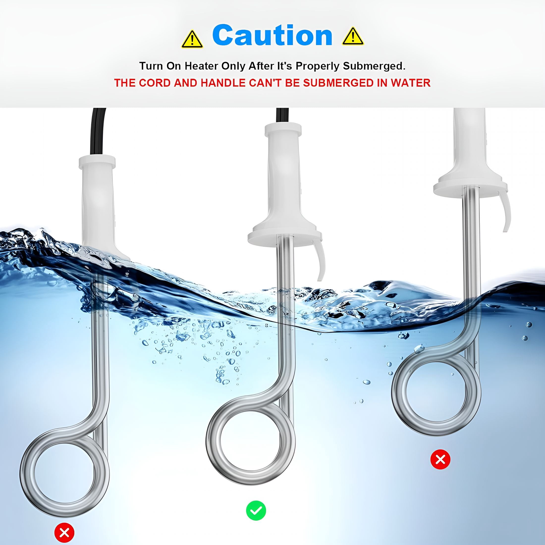 HIBIBUD Immersion Water Heater 300W 120/240V Portable Immersion Water Heater Element,Instant Immersion Cup Mug Heater Fit Camping Traveling Coffee/Tea/Soup Electric Water Portable Reheater