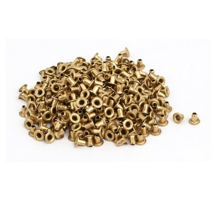 

500pcs M2x3mm Brass Plated Metal Hollow Eyelets Rivets Gold Tone