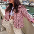 thumbnail image 2 of Women Quilted Jacket Casual Print Open Front Cardigan with Pockets, 2 of 5