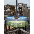 thumbnail image 2 of Outdoor Tablecloth with Umbrella Hole Zipper Rugby Round Tablecloth 60" Waterproof Outside Table Cloth Modern Sport Blue Green Landscape Patio Table Cover Tablecloths for Picnic Party, 2 of 8