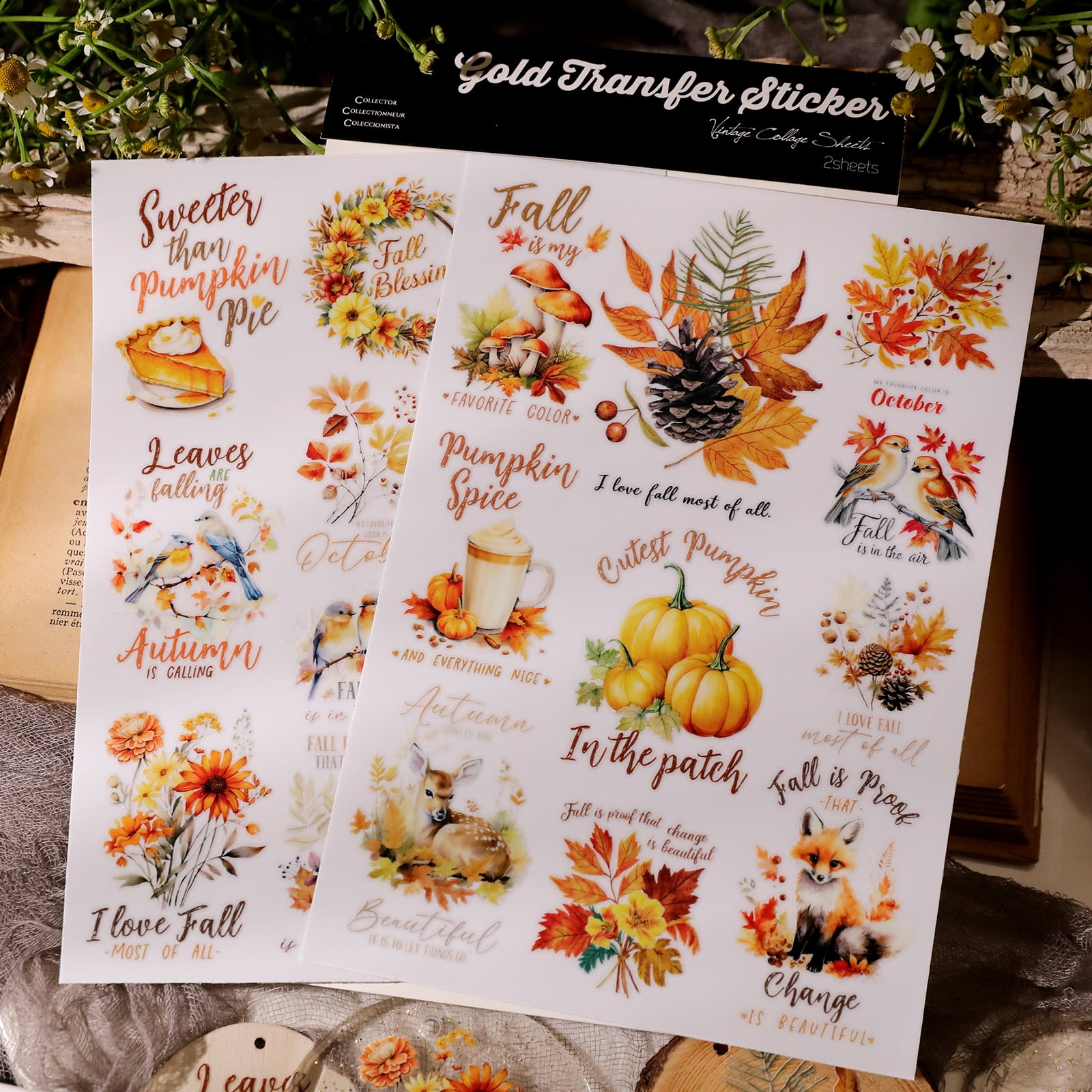 CATaireen Vintage UV-DTF Cold Transfer Stickers Crystal Rub On Decals Craft Supplies for Glass Acrylic Wood Stone