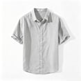 thumbnail image 6 of VgaVtl Short Sleeve Collared Shirt Men Summer Button up Solid Color Tops for Men Minimalist Leisure Cardigan, 6 of 8