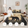 thumbnail image 3 of Castle Fairy Safari Bear Full Size Comforter Sets 3-Piece,Woodland Animal Bedding Comforter Set,Black Cream,Black Reversible,1 Comforter and 2 Pillowcases, 3 of 6