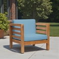 thumbnail image 2 of Tcbosik Outdoor Patio Club Chair with Cushion, Armchair with Wood Frame, Modern Lounge Chair, Leisure Chair for Porch, Garden, Backyard, Easy Assembly, Pecan+Blue, 2 of 11