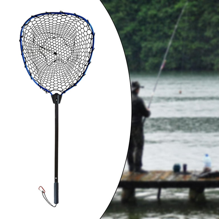 Ultralight Fishing Accessories Foldable Sea Fishing Hand Net Portable Durable Collapsible Landing Net for Fishing Enthusiasts Blue, Size: As described
