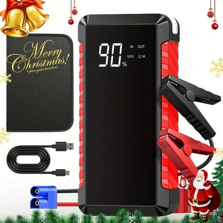 Car Battery Jump Starter,3000A Peak Portable JumpBox(up to 10L Gas or 8L Diesel) with Quick Charge, 3000A 12V Jumper Pack with LED Light