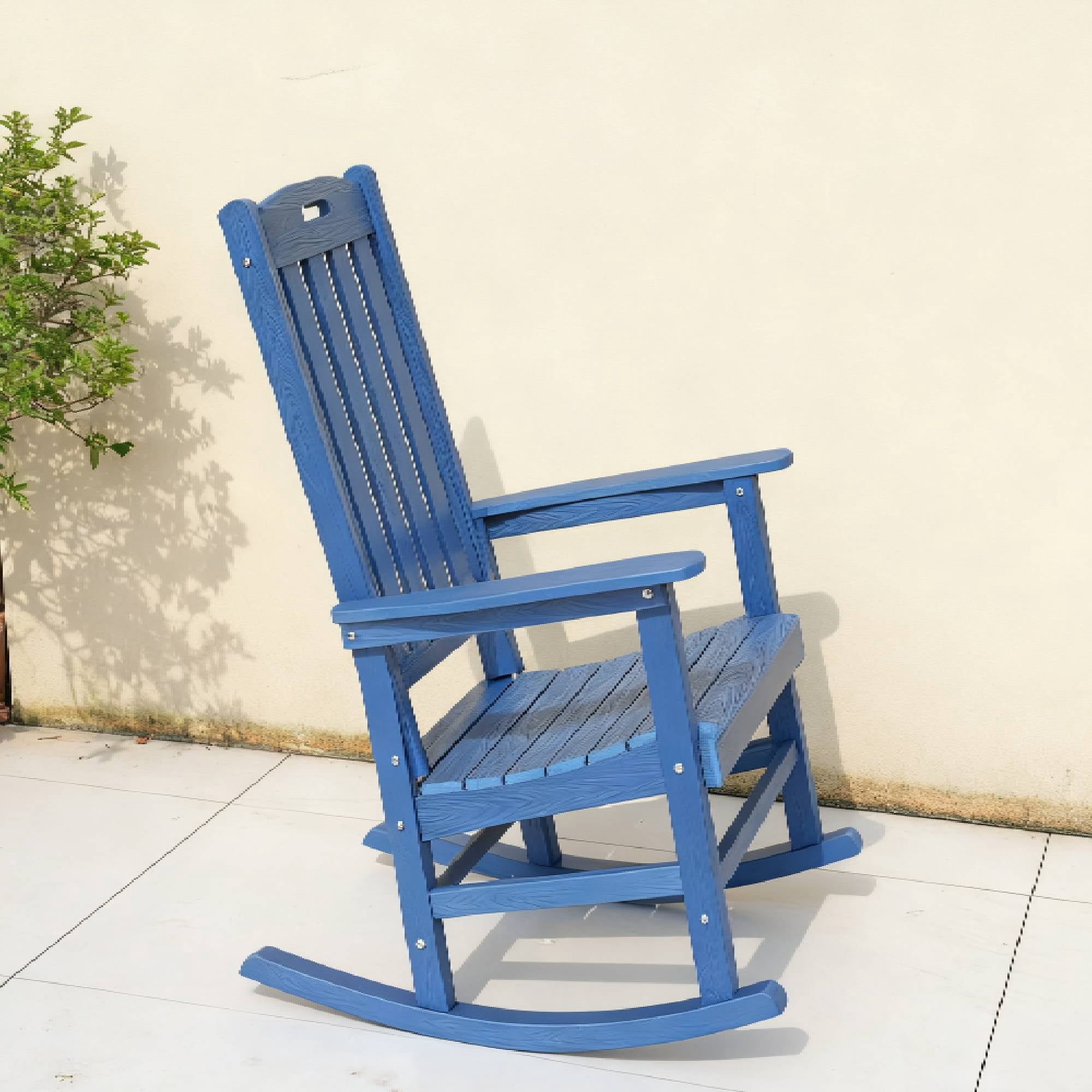 All Season Patio Rocking Chair, Leisure Swing Chair for Outdoor Garden Balcony Relaxation Daily Rest Space, Dark Brown