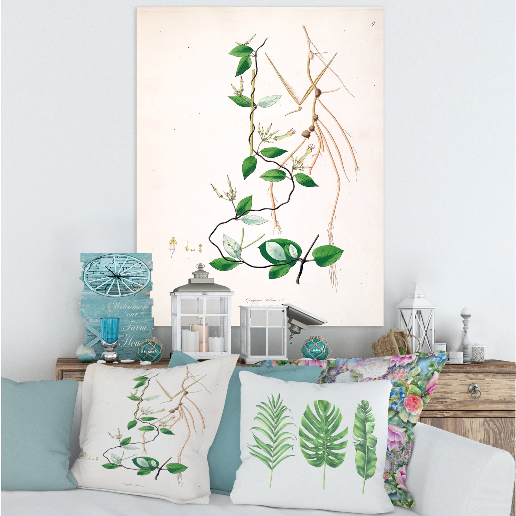 Designart ' Ancient London Plants IV ' Farmhouse Canvas Wall Art Print