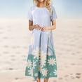 thumbnail image 2 of TJAZFJPA Robe Évasée pour Femme, Robes Bohèmes d'Été avec Poches, Décontractée, Grande Taille, Robe Maxi en Lin, Robe Longue Fluide, Robes Noires pour Femmes, Robes Bleues, 2 of 4