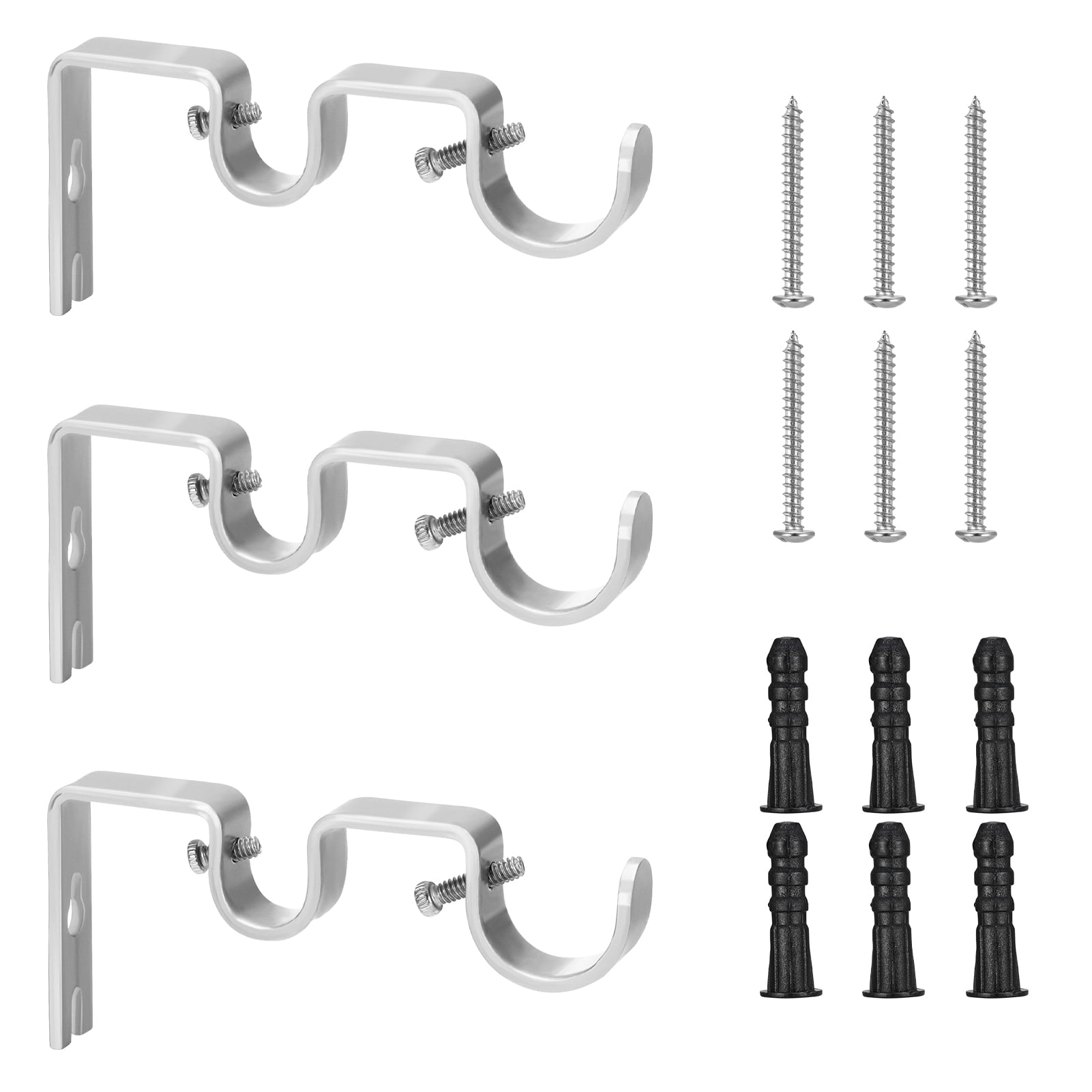 Prdigy 3 Pack Double Curtain Rod Bracket, Adjustable Curtain Rod