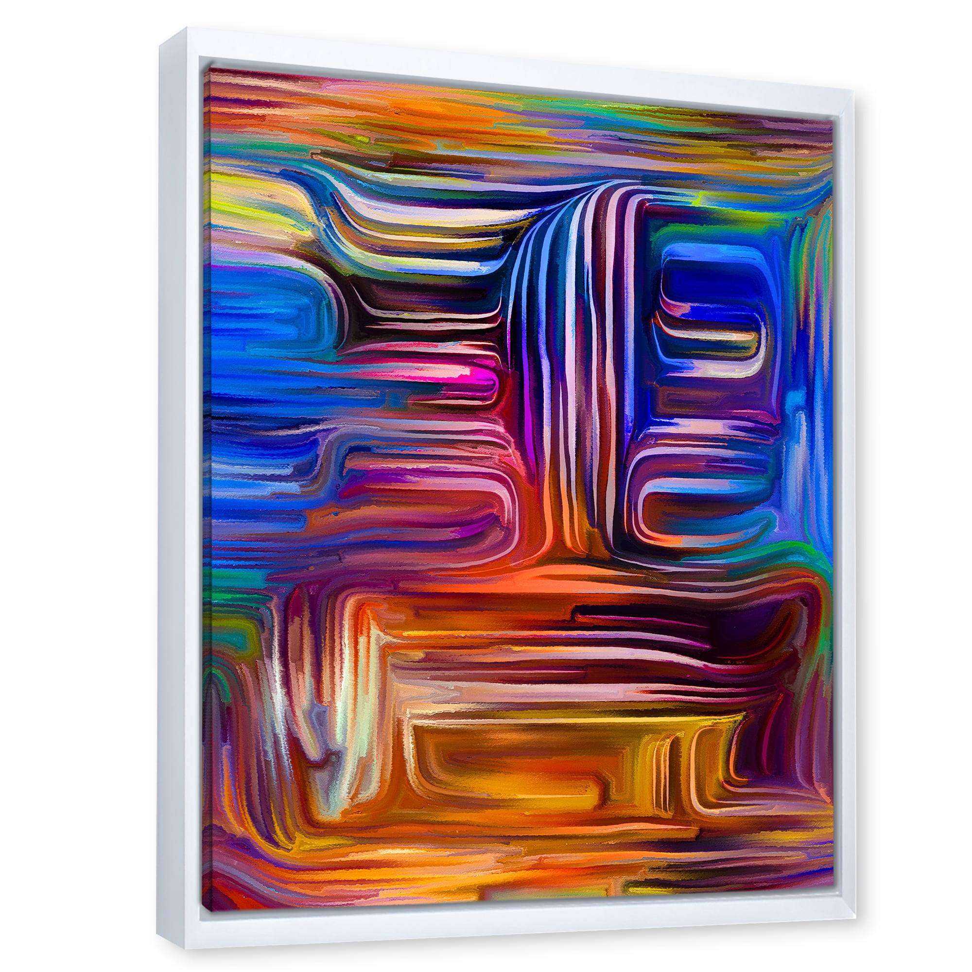 Designart 'Colour Spiral Fusion V' Modern Framed Canvas Wall Art Print