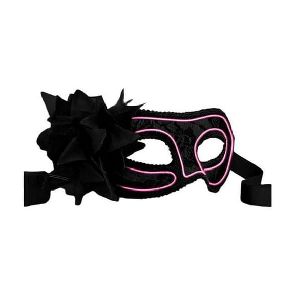 Blinkee A560-PK Electro Luminescent Wire Lace Party Mask, Pink & Black