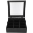 thumbnail image 5 of Caja de almacenamiento de madera, 9 rejillas, aceite esencial, trabajo hecho a mano, creatividad, suministros de embalaje transparentes, color negro, 5 of 5