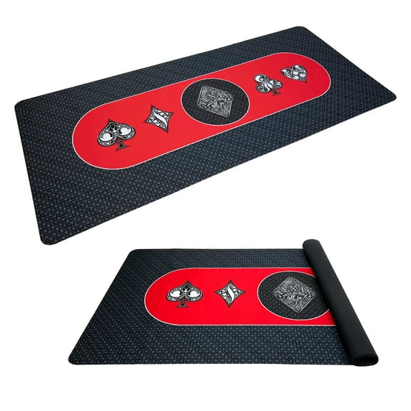 Poker Table Top Pad – Great for Texas Holdem Casino Style – 78” X 36”Rectangle – Portable Rolling Rubber Folding Mat – Professional 3 Layers - Includes Carry Bag, Black