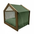 thumbnail image 2 of Irish Pet House, National Foliage Pattern Intricate Twigs and Dots Trefoil Botanical Abstraction, Outdoor & Indoor Portable Dog Kennel with Pillow and Cover, 5 Sizes, Black Lime Green, by Ambesonne, 2 of 5