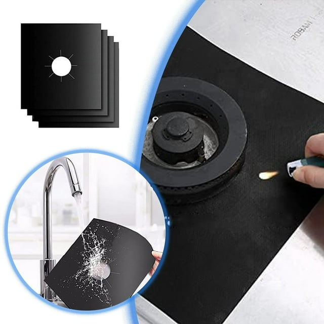 BBQ Mat & Fire Mat 4PCS Stove Protective Cover Reusable Thickened Kitchen Stove Cover Grease High Temperature Non Stick Mat Set Efficient Fire Solution 4PCS