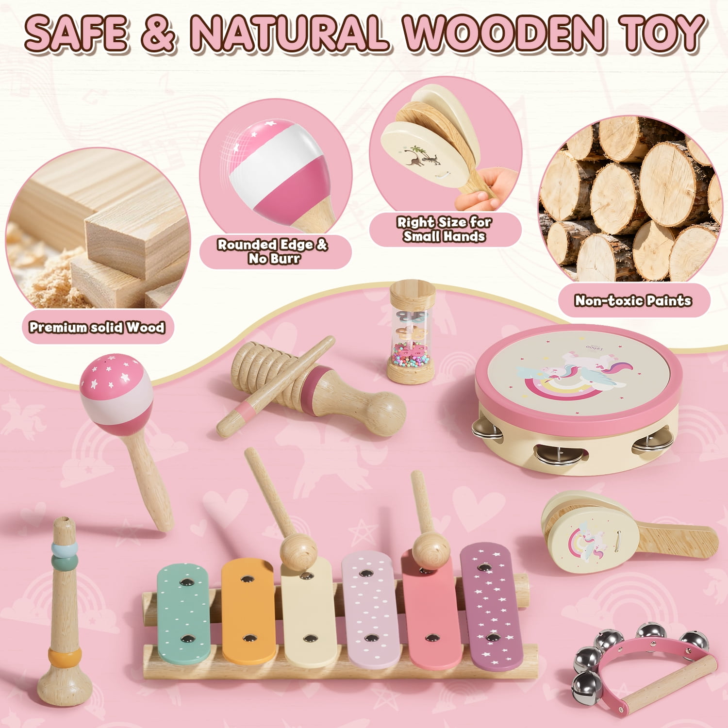 Montessori Toys for 1 Year Old, Musical Instruments for Kid, Unicorn Baby Music Toys Xylophone for 12-18 Mouth, Educational Learning Gifts for Toddlers 1 2 3 Year Old Preschool Girls with Storage Bag