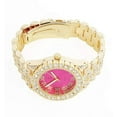 thumbnail image 5 of Women's Big Rocks Bezel Colored Dial with Roman Numerals Fully Iced Out Watch and Matching Beautiful Sparkling Tennis Bracelet Set - ST10327LA (TLA Gold - Hot Pink), 5 of 8
