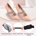 thumbnail image 3 of Uxcell 2 Pairs High Heels Shoe Straps, Rhinestone Elastic Shoe Straps Heels Detachable Ankle Straps Replacement Shoelace Crystal for Women Loose Slippers Sandals, Negro+Plata, 3 of 7