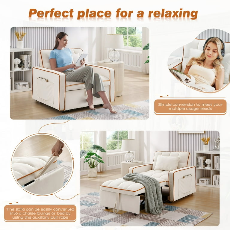 Dinosisco 3-in-1 Convertible Chair Bed, Sleeper Chair Lounge Chair