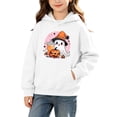 thumbnail image 3 of CBASIHI Girls Halloween Sweatshirts with Pockets Long Sleeve Fleece Warm Casual Cute Ghost Pumpkin Print Pullover Hoodies White 5 T, 3 of 7
