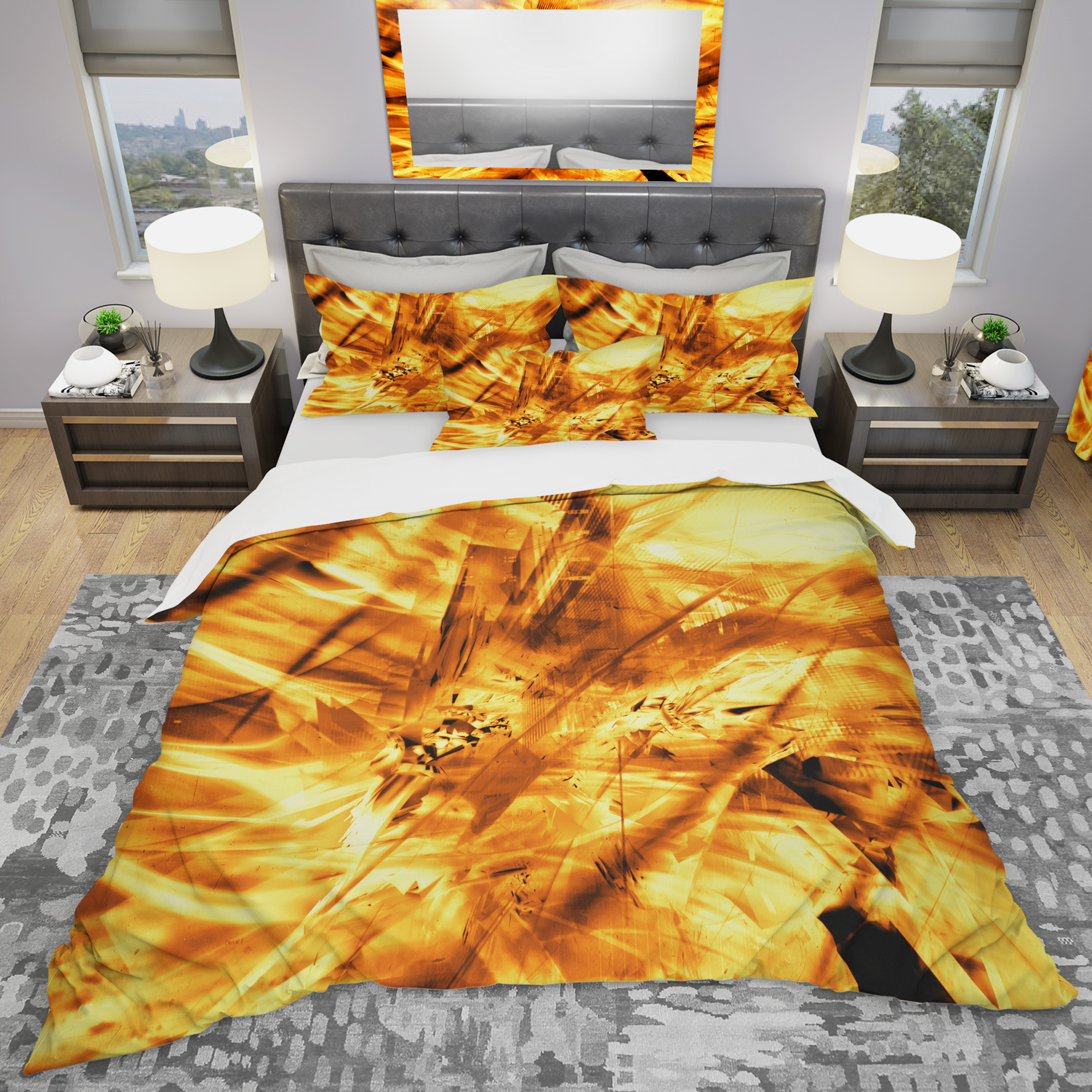 Designart 'Yellow Sandstorm' Modern & Contemporary Duvet Cover Set