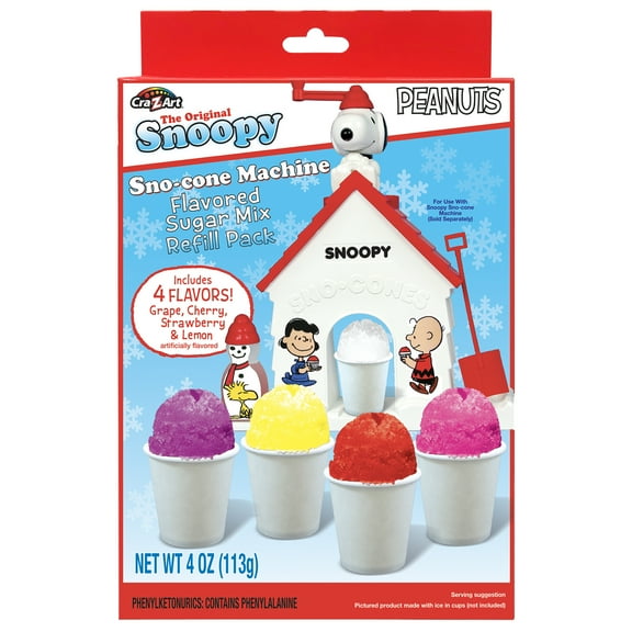 Cra-Z-Art Peanut's Snoopy Sno-Cone Maker Refill pack, 4 Flavors, Suitable for Ages 6 Years Old 