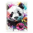 thumbnail image 2 of Pandas Colorful Flowers Ring Binder Notebook Journey Note Diary College Ruled Spiral Notebook Study Loose Leaf Paper A5 60 Pages, 2 of 8
