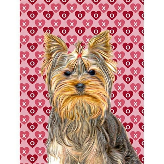Hearts Love and Valentines Day Yorkie & Yorkshire Terrier Flag Garden Size