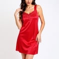 thumbnail image 3 of LIZUOJUN Under $ 8 Nightgowns For Women Sleepwear Lace Chemise Satin Negligee Nightie Bridal Wide Strap Sleep Shirt Sleeveless Ladies Gowns Red,M, 3 of 4