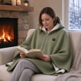 thumbnail image 5 of QISIWOLE Green Heated Hooded Shawl Wrap For Women, 3 Heat Settings Fast Heating, 4.8 ft x 31.5 in Cotton Blend Heated Blanket, For Home Office Travel Winter Warmth, 5 of 5