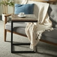 thumbnail image 2 of DecMode 13" x 26" Brown Wood Distressed C-Shaped Accent Table with Black Metal Base, 1-Piece, 2 of 11