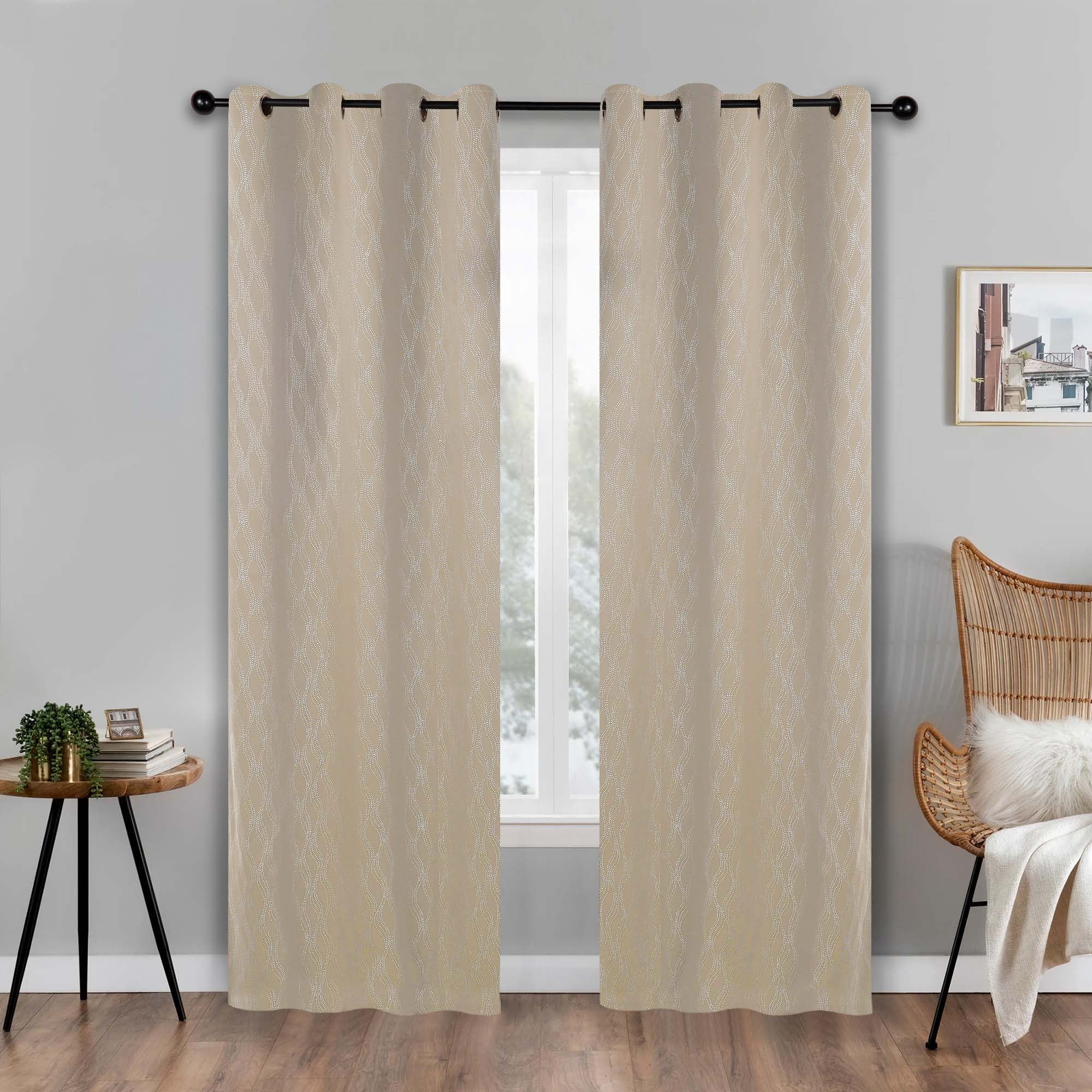 Superior Zuri Blackout Curtains, Grommet Header, Set of 2, 52" X 84", Ivory