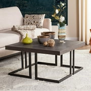 Safavieh Amalya 31.5" Square Modern Mid Century Coffee Table, Dark Grey/Black