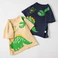 thumbnail image 2 of LRen Toddler Cartoon Dinosaur Printed Crew Neck Tee, Boys Girls Cute Short Sleeve Basic T Shirts for Back To School Clothes Blue,18-24 Months, 2 of 6