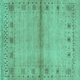 thumbnail image 1 of Ahgly Company Indoor Square Abstract Turquoise Blue Contemporary Area Rugs, 7' Square, 1 of 4