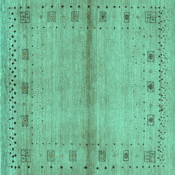 Ahgly Company Indoor Square Abstract Turquoise Blue Contemporary Area Rugs, 7' Square
