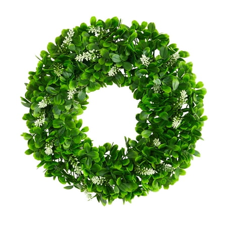 Nearly Natural Plastic All Occasion Jasmine Artificial Wreath, 13" (Green)