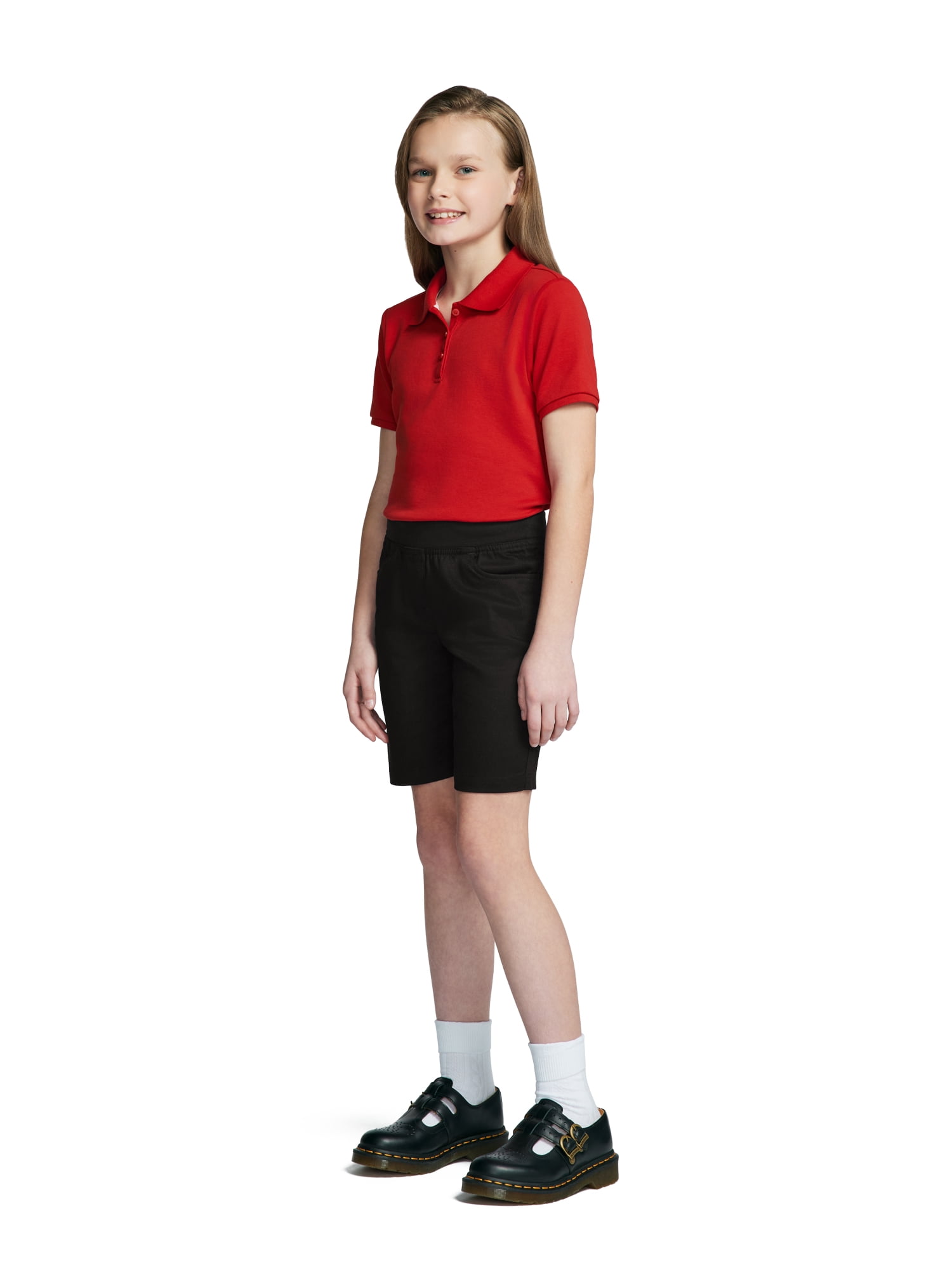 Wonder Nation Girls School Uniform Pull On Shorts, Sizes 4-16
