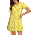 thumbnail image 1 of Disketp Cheese 1 para Camisón Corto de Manga Corta para Mujeres, Camisón Cómodo con Escote Redondo, Bonito y Confortable, 1 of 6