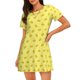 thumbnail image 1 of Fotbe Cheese 1 Bata de Dormir para Mujer con Estampado, Camisón de Algodón de Manga Corta, Ropa de Dormir Casual, 1 of 6