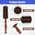 thumbnail image 5 of Vocoste Nylon Bristle Round Curling Hair Twill Comb with Wood Handle for Hair Drying Styling Brown M Size 12 Row, 5 of 7
