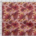 thumbnail image 4 of Soimoi Floral Printed, Poly Canvas Fabric, Decor Sewing Fabric by The Yard 56 Inch Wide,Decorative Fabric for Curtains Tote Bags, Red, 4 of 5