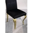 thumbnail image 4 of Set of 2 Velvet Dining Chairs with Golden Metal Legs, Upholstered Accent Chairs with Stripe Backrest for Dining Room Living Room, Black-Gold, 4 of 7