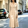 thumbnail image 2 of HAPIMO Turn Down Collar Double Breasted Waist Blazer Dress Women Formal Dress for Work Khaki XL, 2 of 7