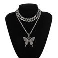 thumbnail image 2 of Rocker Butterfly Necklace Punk Statement Long Chain Necklace Choker, 2 of 5