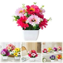 EZPXFCI Artificial Chrysanthemum Flowers with Gypsophila in Pot - Lifelike Fake Plants for Home Decor, Garden Wedding Centerpieces, Office Desk Decorations