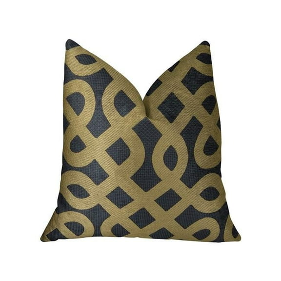 Golden Maze Black & Gold Handmade Luxury Pillow, 20 x 36 in. King