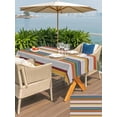thumbnail image 6 of 60x120 Inch Outdoor Tablecloth with Umbrella Hole Zipper Rectangle Orange Blue Striped Rectangular Tablecloths Outside Waterproof Farmhouse Vintage Stripe Patio Table Cloth Cover for Picnic Party, 6 of 8